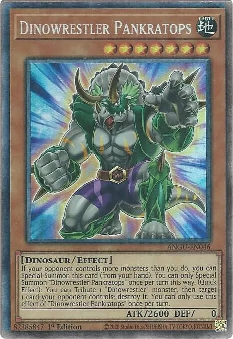 Dinowrestler Pankratops Collector's Rare ANGU-EN046 Yu-Gi-Oh card from Ancient Guardians