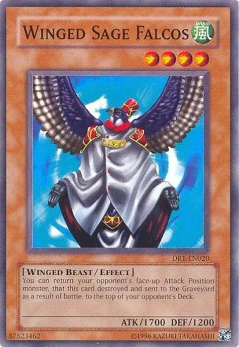 Winged Sage Falcos DR1-EN020 Yu-Gi-Oh card from Dark Revelation Volume 1