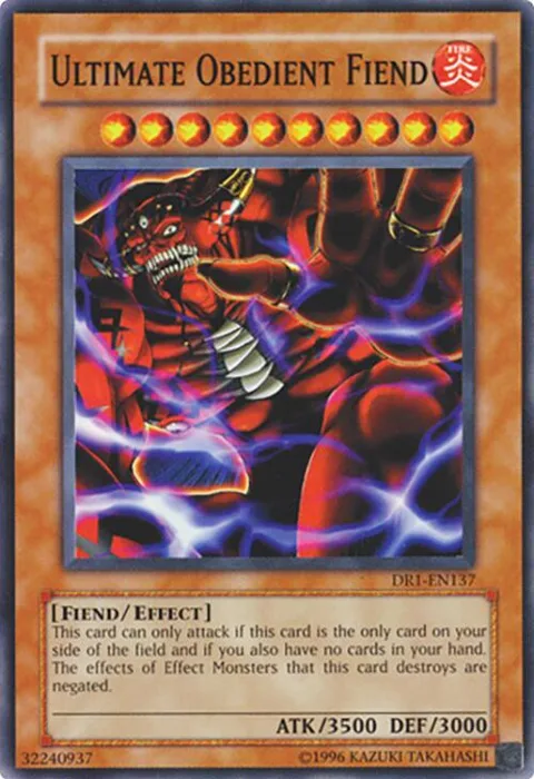 Ultimate Obedient Fiend DR1-EN137 Yu-Gi-Oh card from Dark Revelation Volume 1