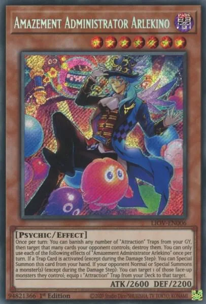 Amazement Administrator Arlekino LIOV-EN006 Yu-Gi-Oh card from Lightning Overdrive