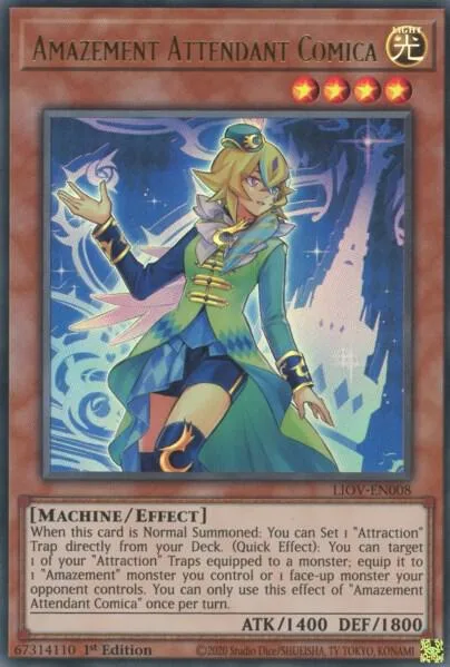 Amazement Attendant Comica LIOV-EN008 Yu-Gi-Oh card from Lightning Overdrive