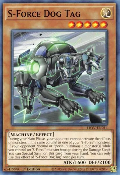 S-Force Dog Tag LIOV-EN014 Yu-Gi-Oh card from Lightning Overdrive