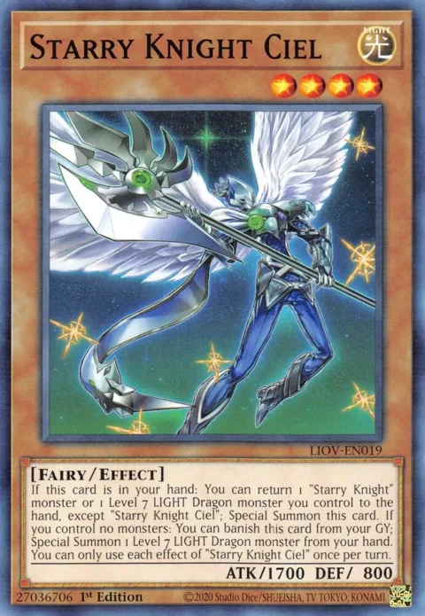 Starry Knight Ciel LIOV-EN019 Yu-Gi-Oh card from Lightning Overdrive