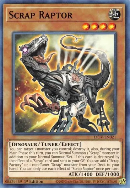 Scrap Raptor LIOV-EN021 Yu-Gi-Oh card from Lightning Overdrive
