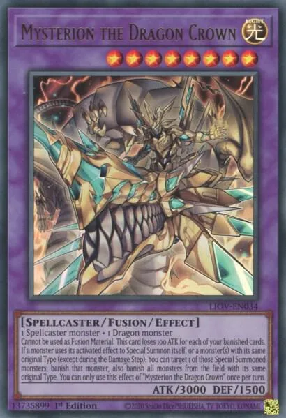 Mysterion the Dragon Crown LIOV-EN034 Yu-Gi-Oh card from Lightning Overdrive
