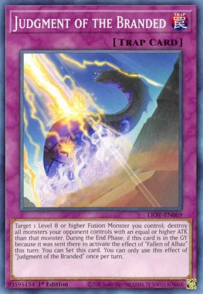 Judgment of the Branded LIOV-EN069 Yu-Gi-Oh card from Lightning Overdrive