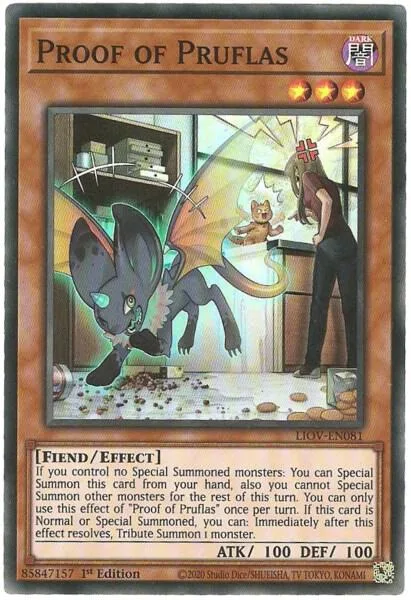 Proof of Pruflas LIOV-EN081 Yu-Gi-Oh card from Lightning Overdrive