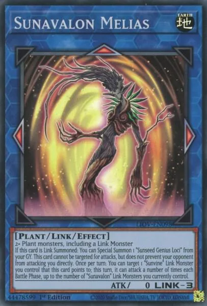 Sunavalon Melias LIOV-EN098 Yu-Gi-Oh card from Lightning Overdrive