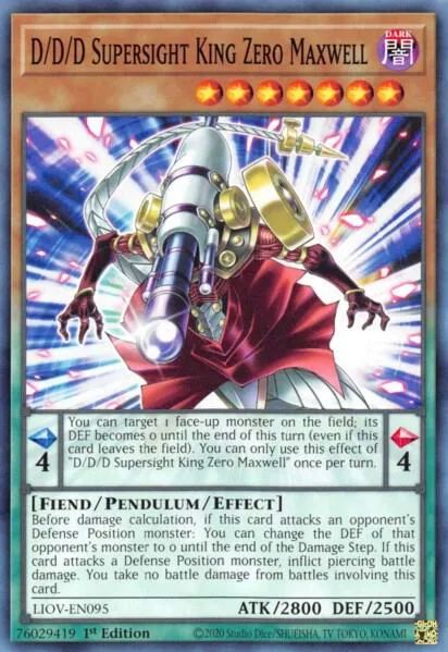 D/D/D Supersight King Zero Maxwell LIOV-EN095 Yu-Gi-Oh card from Lightning Overdrive
