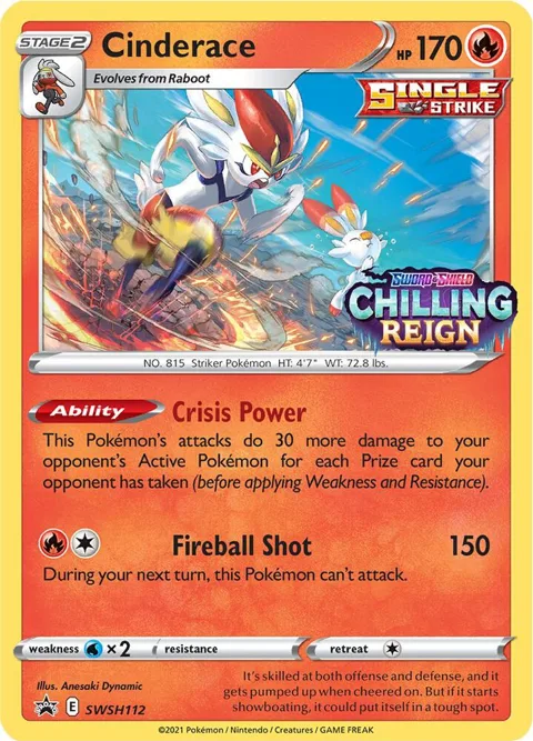 Cinderace - SWSH112 Prerelease #SWSH112 Holofoil Pokémon card from Sword & Shield Promo Cards