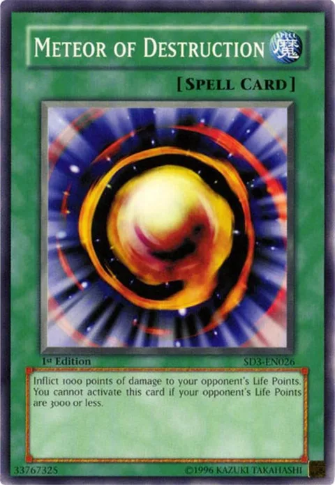 Meteor of Destruction SD3-EN026 Yu-Gi-Oh card from Structure Deck: Blaze of Destruction