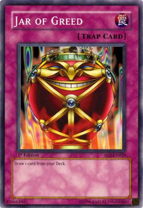 Jar of Greed SD3-EN029 Yu-Gi-Oh card from Structure Deck: Blaze of Destruction