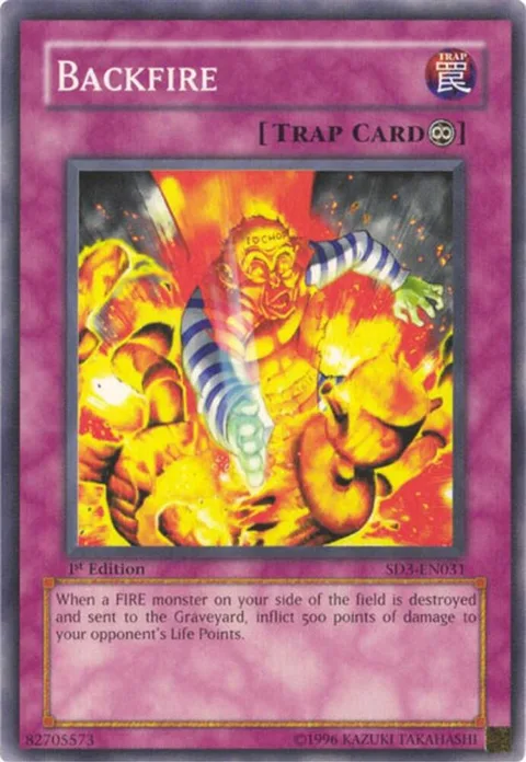 Backfire SD3-EN031 Yu-Gi-Oh card from Structure Deck: Blaze of Destruction