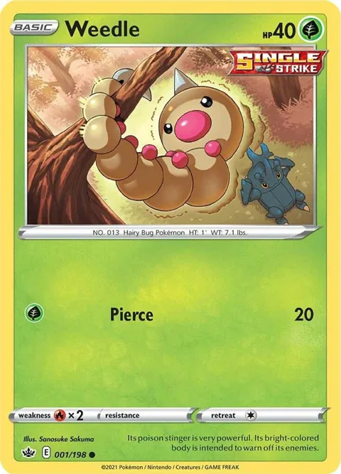 Weedle #001/198 Pokémon card from Chilling Reign