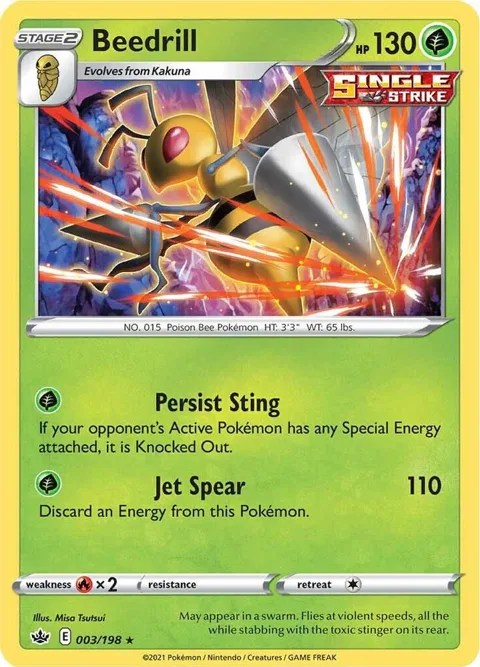 Beedrill #003/198 Reverse Holofoil Pokémon card from Chilling Reign