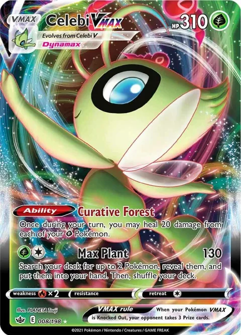 Celebi VMAX #008/198 Holofoil Pokémon card from Chilling Reign