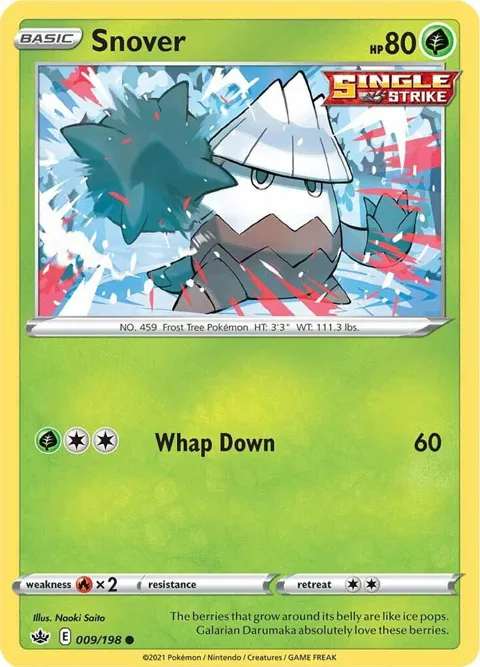 Snover #009/198 Reverse Holofoil Pokémon card from Chilling Reign