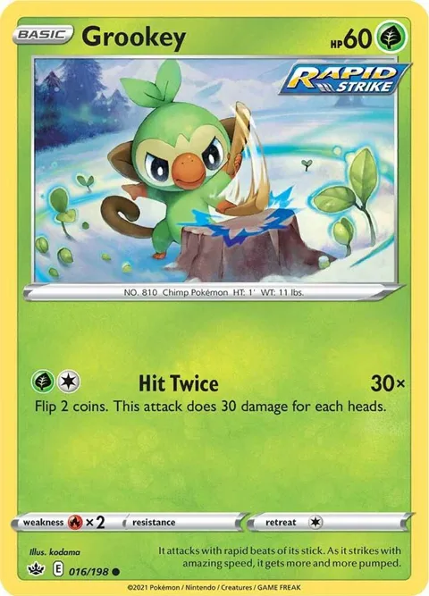 Grookey #016/198 Pokémon card from Chilling Reign