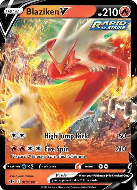 Blaziken V #020/198 Holofoil Pokémon card from Chilling Reign