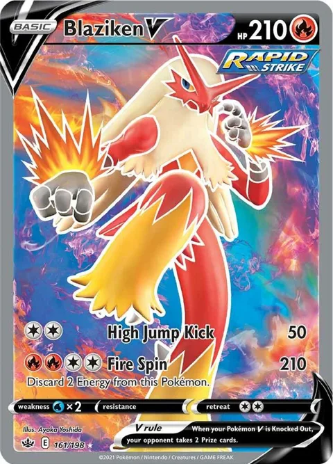 Blaziken V Full Art #161/198 Holofoil Pokémon card from Chilling Reign