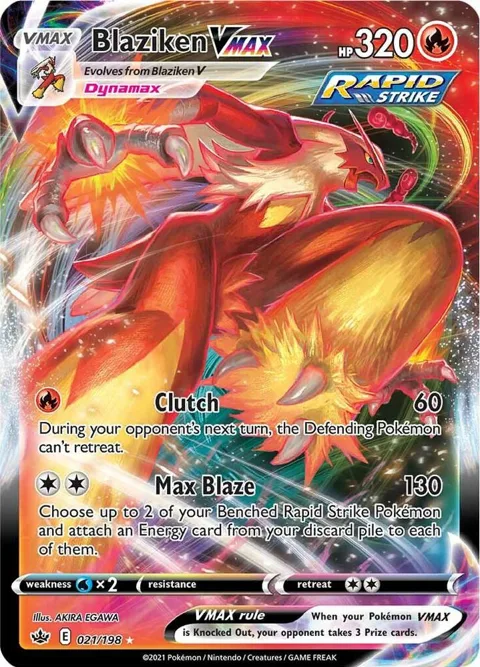 Blaziken VMAX #021/198 Holofoil Pokémon card from Chilling Reign