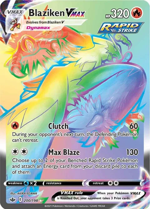 Blaziken VMAX Secret Rare #200/198 Holofoil Pokémon card from Chilling Reign
