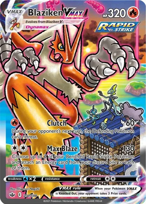 Blaziken VMAX Alt Art #201/198 Holofoil Pokémon card from Chilling Reign
