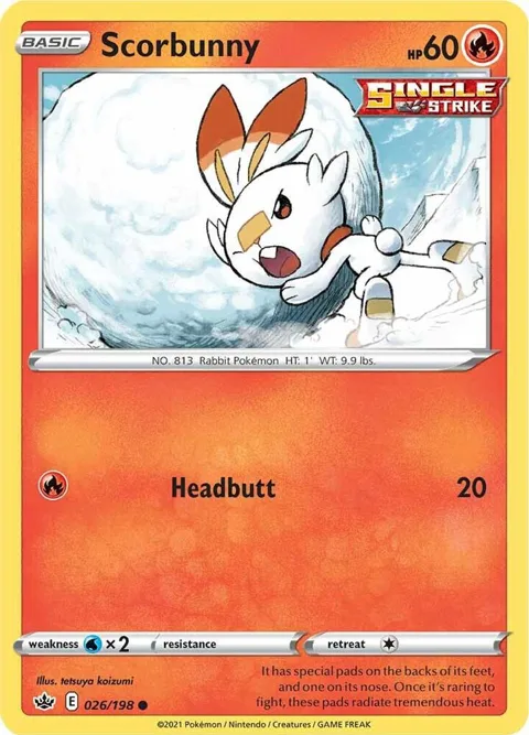 Scorbunny #026/198 Pokémon card from Chilling Reign