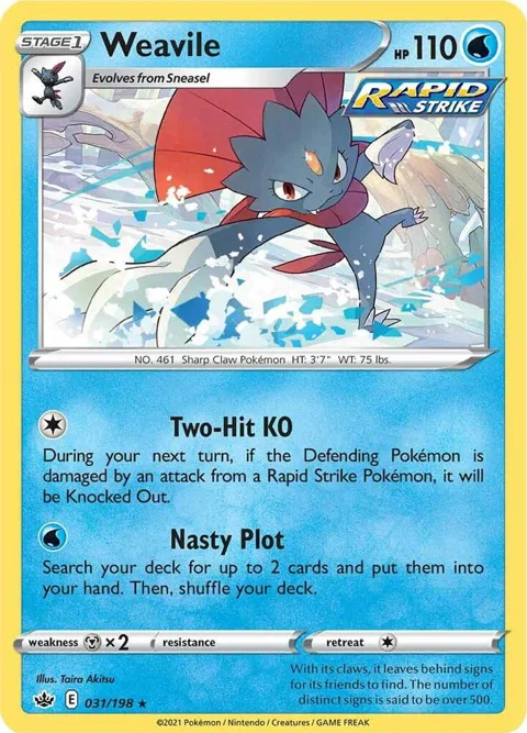 Weavile #031/198 Reverse Holofoil Pokémon card from Chilling Reign