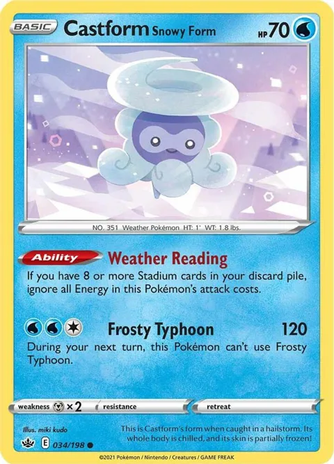 Castform Snowy Form #034/198 Pokémon card from Chilling Reign