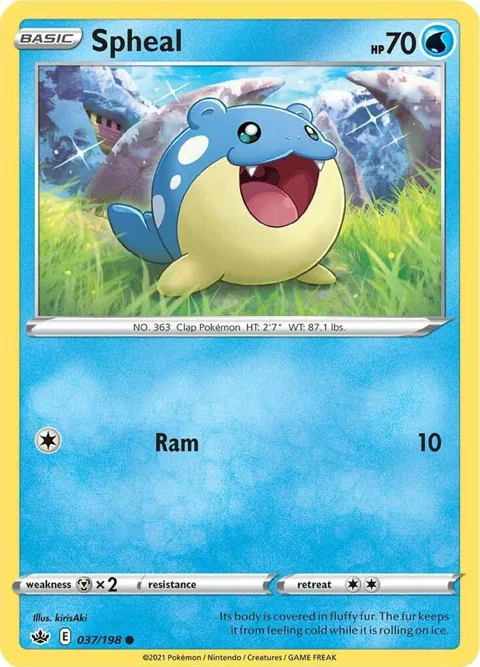 Spheal #037/198 Reverse Holofoil Pokémon card from Chilling Reign
