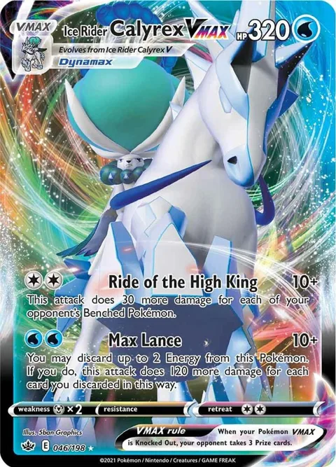 Ice Rider Calyrex VMAX #046/198 Holofoil Pokémon card from Chilling Reign