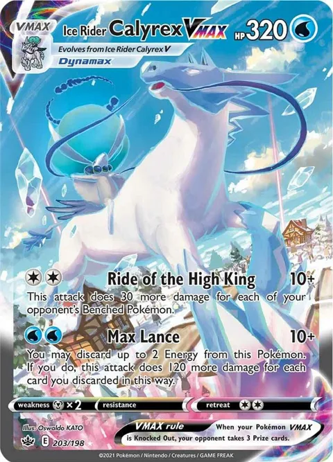 Ice Rider Calyrex VMAX Alt Art #203/198 Holofoil Pokémon card from Chilling Reign