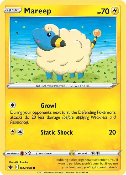 Mareep #047/198 Reverse Holofoil Pokémon card from Chilling Reign