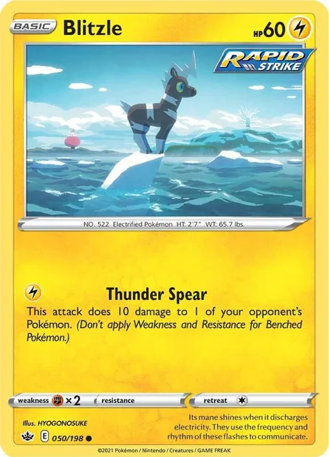 Blitzle #050/198 Reverse Holofoil Pokémon card from Chilling Reign