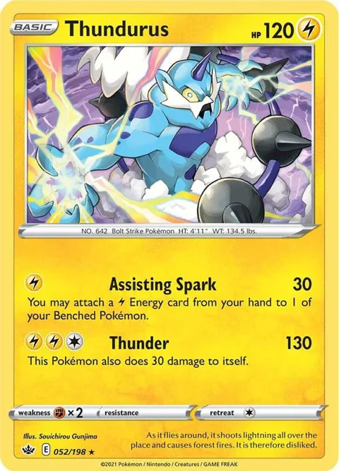 Thundurus #052/198 Reverse Holofoil Pokémon card from Chilling Reign
