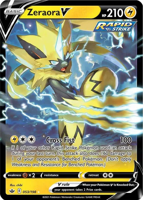 Zeraora V #053/198 Holofoil Pokémon card from Chilling Reign