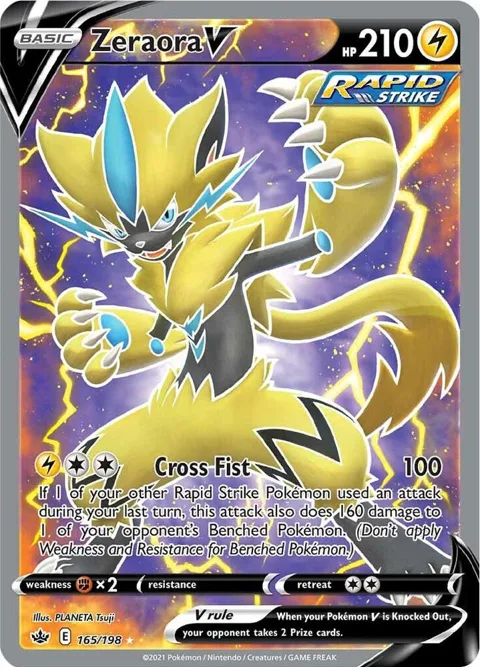 Zeraora V Full Art #165/198 Holofoil Pokémon card from Chilling Reign