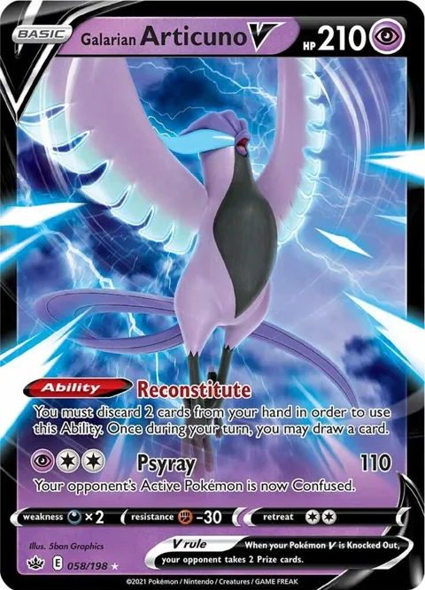 Galarian Articuno V #058/198 Holofoil Pokémon card from Chilling Reign