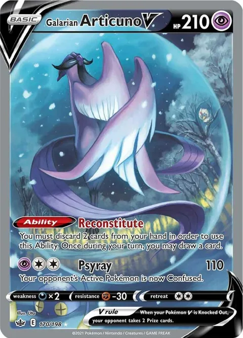 Galarian Articuno V Alt Art #170/198 Holofoil Pokémon card from Chilling Reign