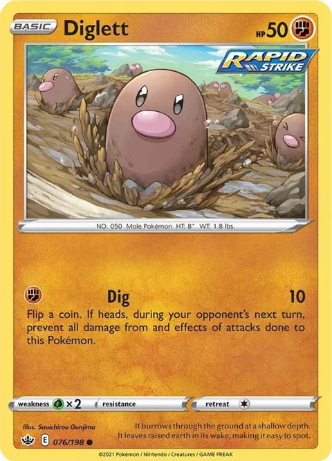 Diglett #076/198 Reverse Holofoil Pokémon card from Chilling Reign