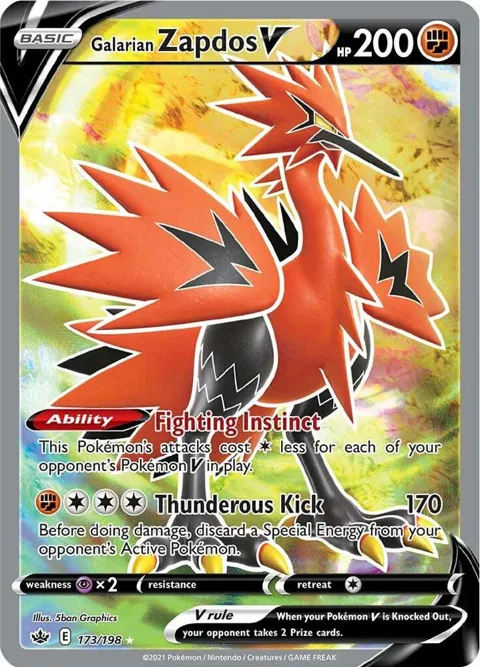 Galarian Zapdos V Full Art #173/198 Holofoil Pokémon card from Chilling Reign