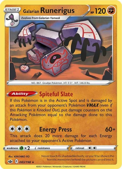 Galarian Runerigus #083/198 Holofoil Pokémon card from Chilling Reign