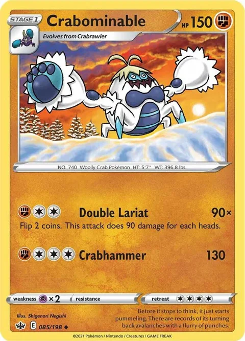 Crabominable #085/198 Reverse Holofoil Pokémon card from Chilling Reign
