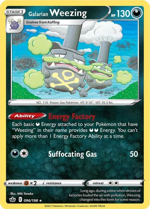 Galarian Weezing #096/198 Reverse Holofoil Pokémon card from Chilling Reign