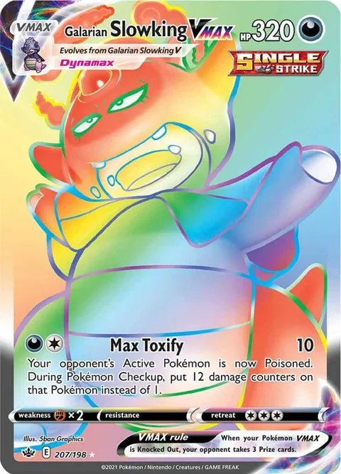 Galarian Slowking VMAX Secret Rare #207/198 Holofoil Pokémon card from Chilling Reign