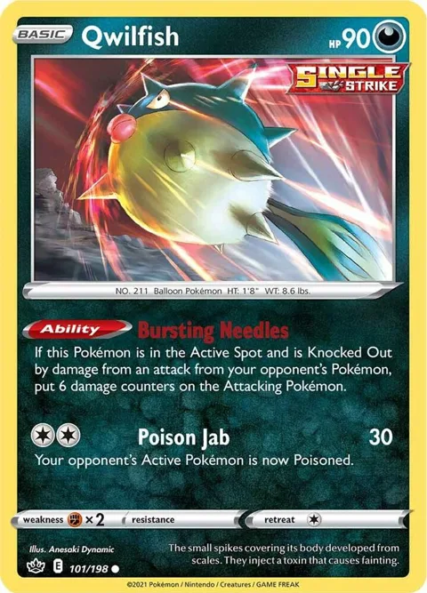 Qwilfish #101/198 Reverse Holofoil Pokémon card from Chilling Reign