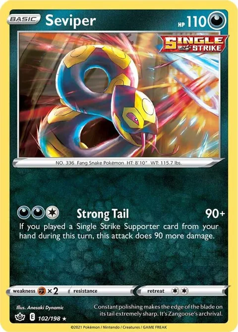 Seviper #102/198 Pokémon card from Chilling Reign