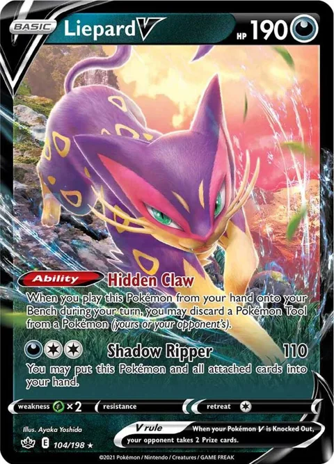Liepard V #104/198 Holofoil Pokémon card from Chilling Reign