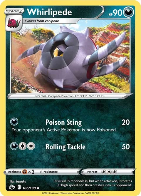 Whirlipede #106/198 Reverse Holofoil Pokémon card from Chilling Reign